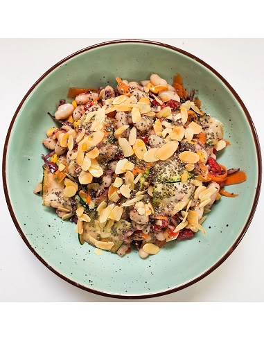 Ensalada de judias con lombarda y vinagreta de miso