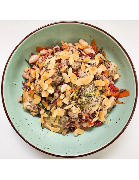 Ensalada de judias con lombarda y vinagreta de miso Ensalada de judias con lombarda y vinagreta de miso