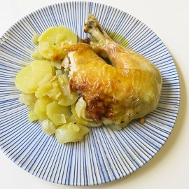 Pollo asado con limón y tomillo con patatas 2