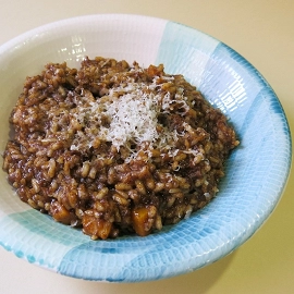 Arroz de calabaza, morcilla y parmesano 2