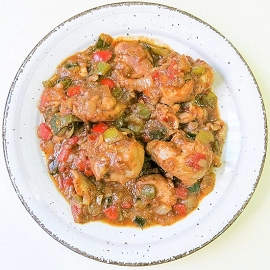 Pollo guisado con samfaina
